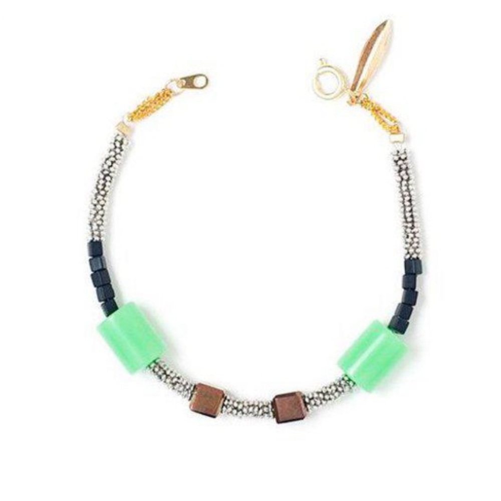 2/$30💎 Artisan mixed media bracelet with brass, jade, black, brown